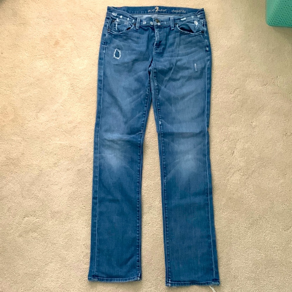 Sevens straight leg distressed jeans
